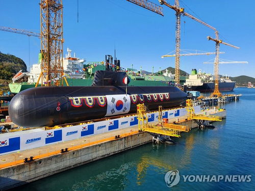 韩国第二艘3000吨级潜艇 安武舰 举行下水仪式